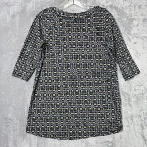 J. Jill Top Womens XS Blue Black Print Elbow Sleeve Pima Cotton Stretch Crew
